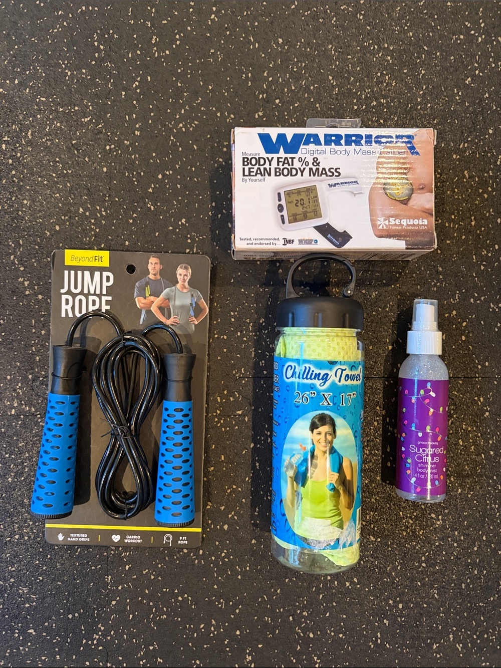 BeyondFit Blue Jump Rope + Chilling Towel + Wellness Accessories